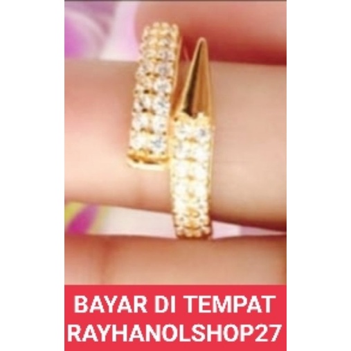 Cincin titanium wanita mottif paku anti karat warna gold tersedia ukuran no 5,6,7,8,9  lapis emas 24