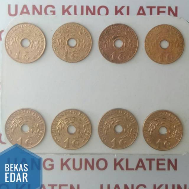 8 keping Set tahun lengkap 1 Cent/sen Nederlandsch indie indi ned paket uang koin kuno 1936-1945