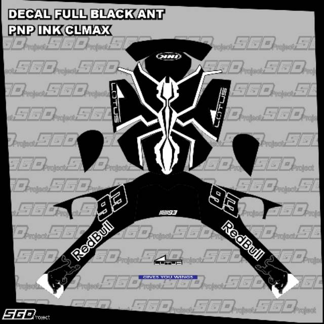 Jual Stiker Decal Helm Black White Ant PNP INK CL MAX Shopee Indonesia