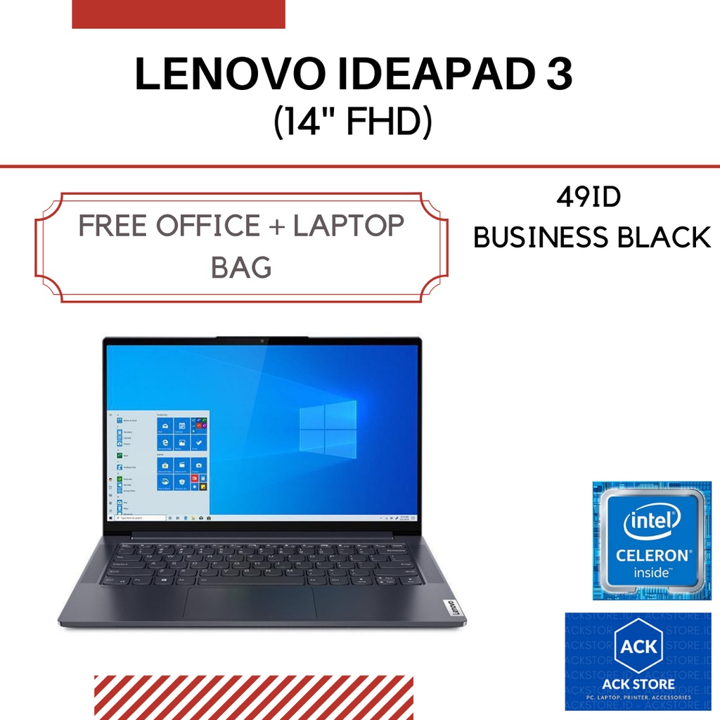 Lenovo IP3 14IGL05 49ID N4020 4GB 256GB SSD 14″ W10 + OHS 2019 BLACK