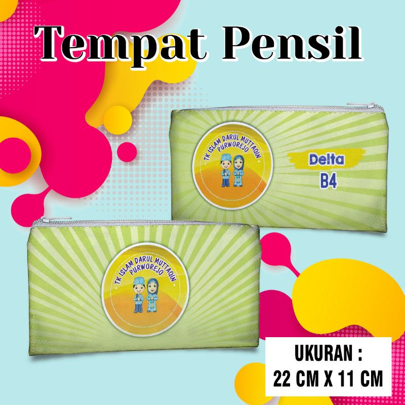 

Tempat pensil custom gambar tua nama anak dan foto, size 22×11cm