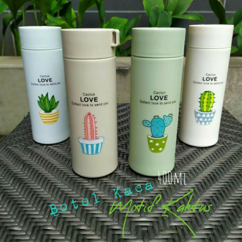 BOTOL KACA UNIK - BOTOL KAKTUS 400ml - (FREE Box)