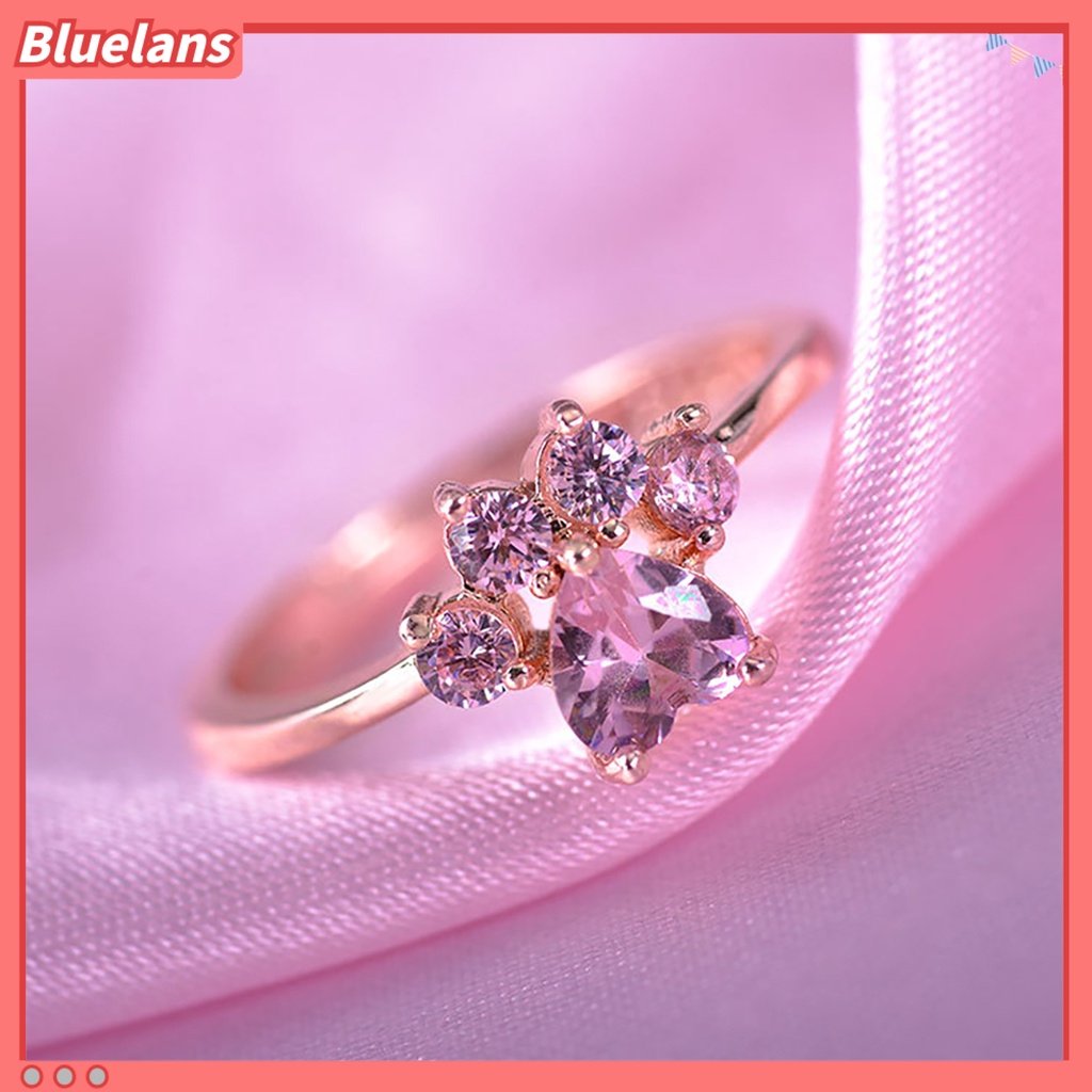 Bluelans Ring Cats Paw Design Adjustable Alloy Women Round Opening Ring