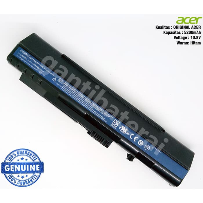 Original Baterai Acer Aspire one ZG5 D150 D250 A110 A150 A150L UM08A31