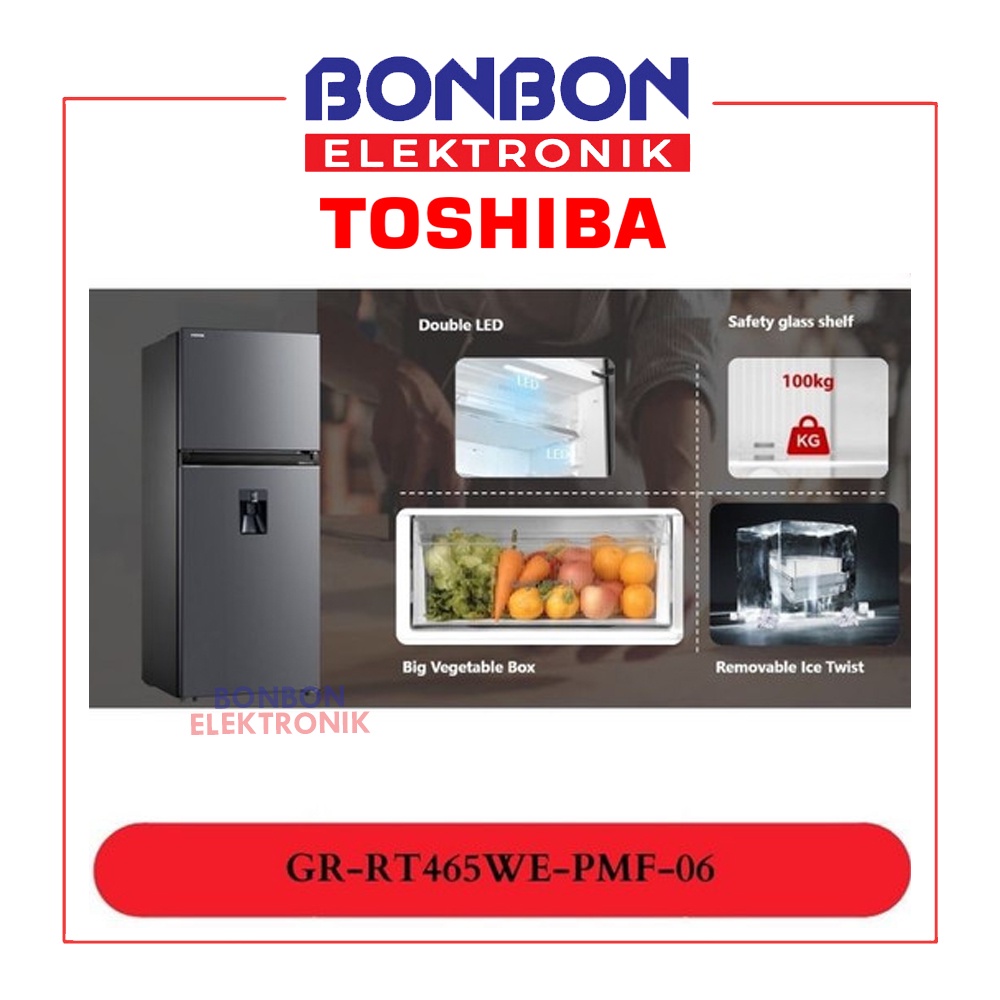 Toshiba Kulkas 2 Pintu + Water Dispenser GR-RT465WE-PMF INVERTER 336L