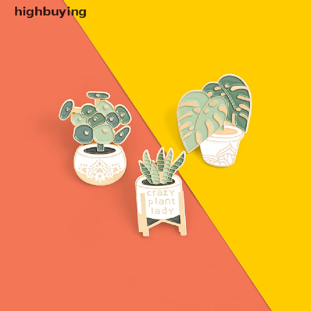 Hbid Bros Pin Enamel Desain Tanaman Pot Monstera Sansevieria I Love Plant