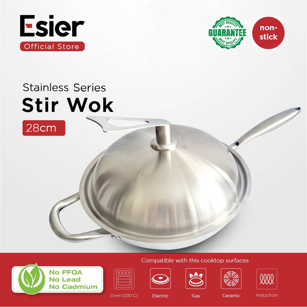 Esier Stainless Premium Wok SUS 316 Foodgrade - Panci Stainless Steel