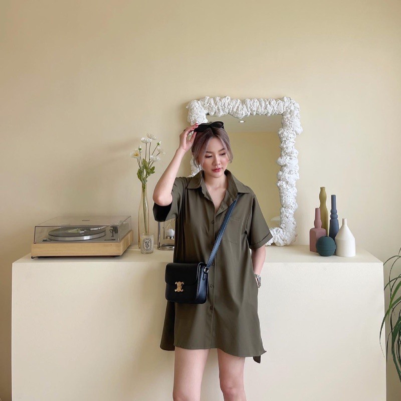 BEFAST - ZEC OOTD Wanita Dress JUZI / Gigi Shirt Dress / Kemeja Dress Gigi - Kemeja Dress Wanita - Kemeja Panjang - Kemeja Korean Style - Kemeja Oversize Murah - Dress KemejaDress Wanita Casual / Dress Polos Terbaru / Dress Untuk Hangout / Dress Kekinian