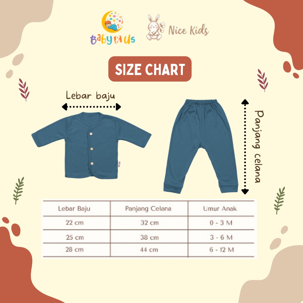 Nice Kids Long Sleeve Baby Set - Setelan Lengan Panjang Celana Panjang Bayi 0-3 3-6 6-12 bulan