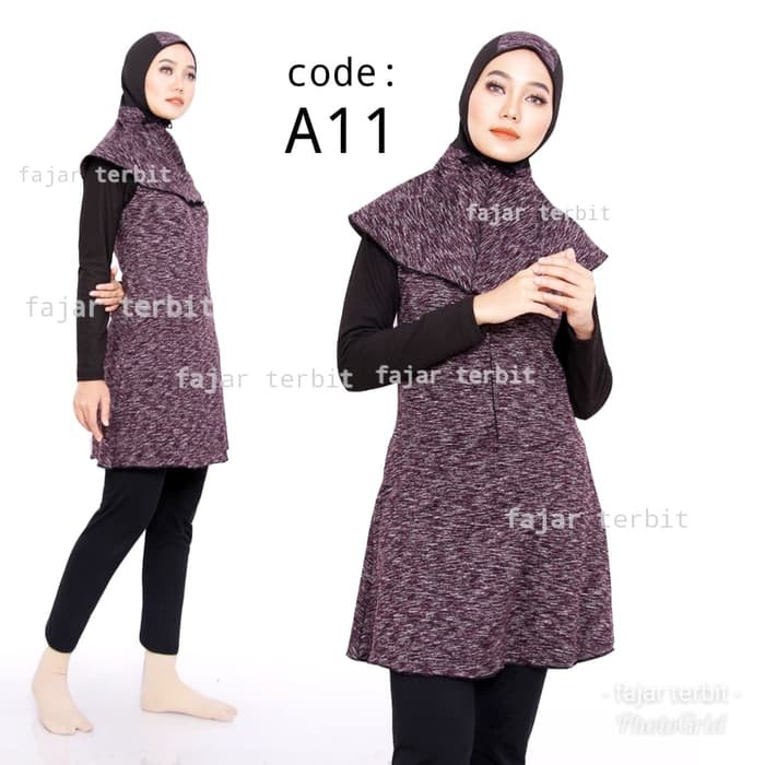 SUPER DISKON Baju renang wanita muslimah dewasa baju renang perempuan muslim remaja - Abu -abu Tua
