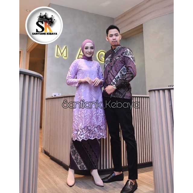 Set Kebaya Tunik Couple Kemeja Batik Pria Stelan Kebaya Couple Kondangan Kebaya Tunik Couple Kebaya Wisuda Couple Terbaru By Santiank_Kebaya