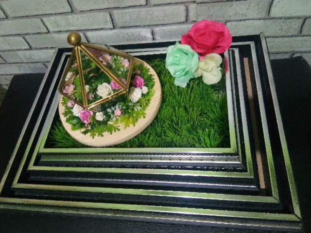 Frame 17x23 Dengan Mika Dan Sudut Hiasan Mika Kotak Hantaran Seserahan Warna Gold Dan Silver