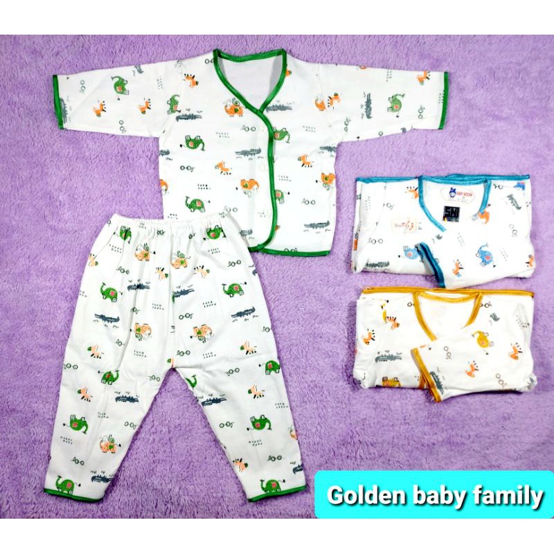 3 pcs setelan pjg baby mocha  0-6 m