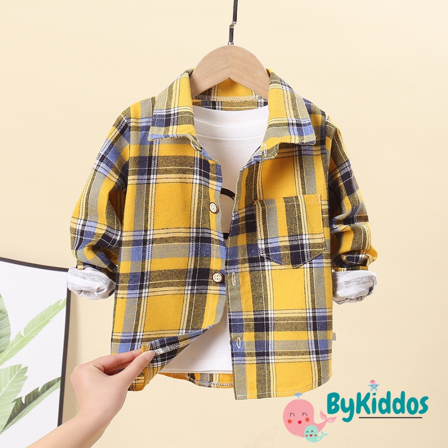 ByKiddos - Atasan Kemeja Impor Lengan Panjang Korea Anak Laki Laki Anak 0-5 Tahun Termurah