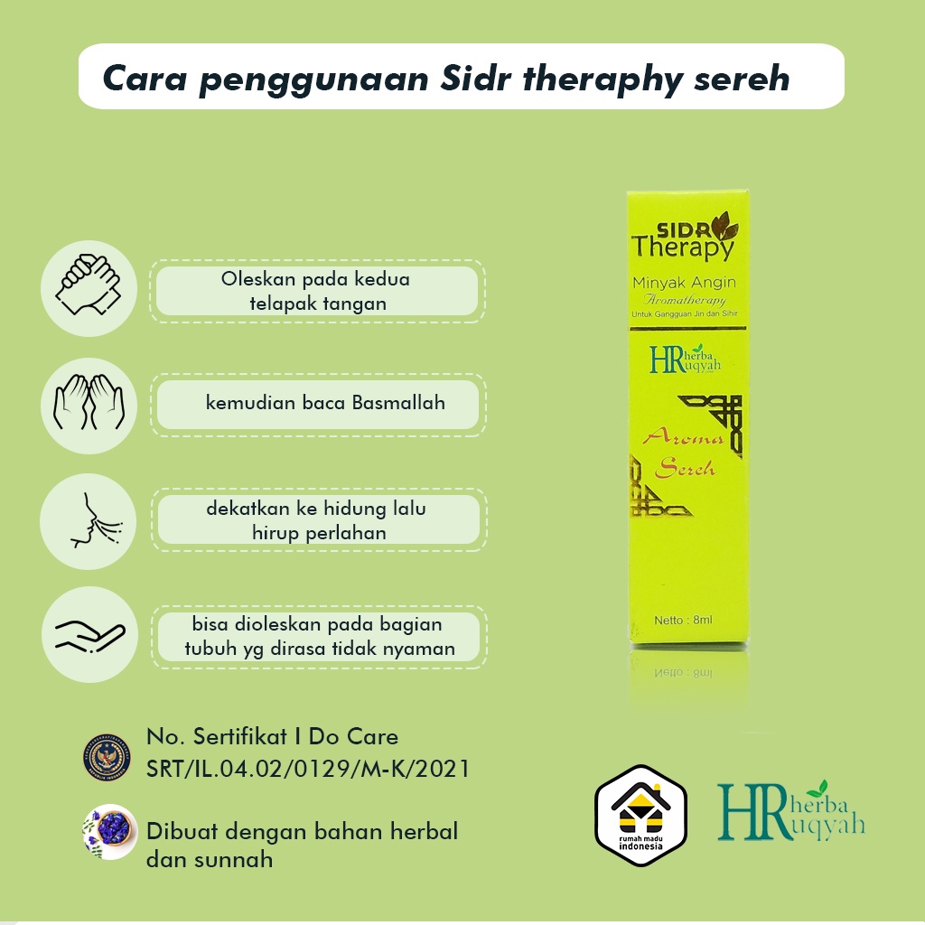 Sidr care Minyak Bidara Fesh Care |  Sidr Aromatheraphy Sereh | Fresh Care Roll 10 ml Herbal