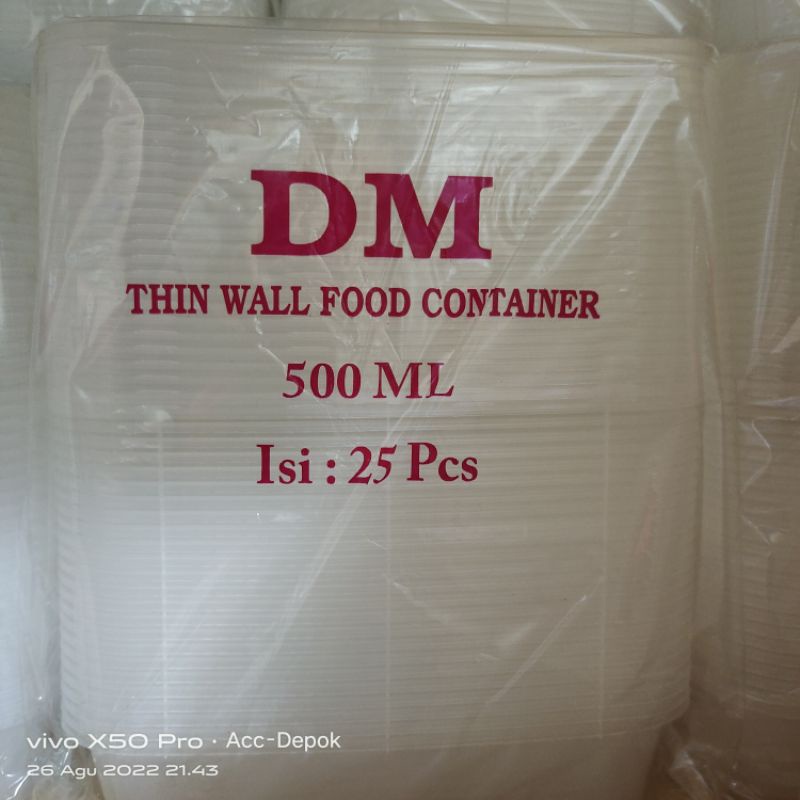 KOTAK MAKAN / FOOD CONTAINER THINWALL DM 500 650 750 1000 ML ISI 25 SET