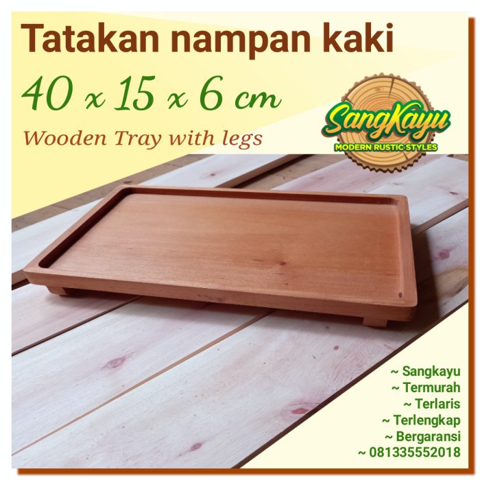 Nampan kayu kaki 40x15x6cm tatakan nampan kaki wooden tray with legs