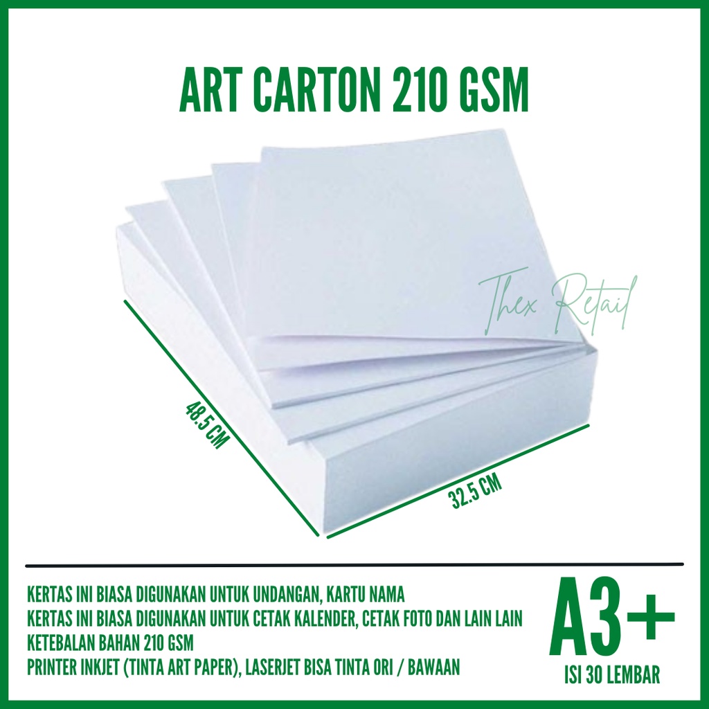 

Kertas Art Carton A3 Plus 210 gsm isi 30 lembar / Art Karton A3 Plus 210 gsm