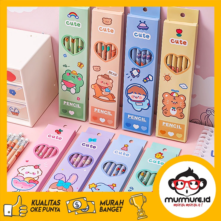 

MURMURE.ID | 6PCS / SET PENSIL TULIS MOTIF + PENGHAPUS / PENSIL SET LUCU