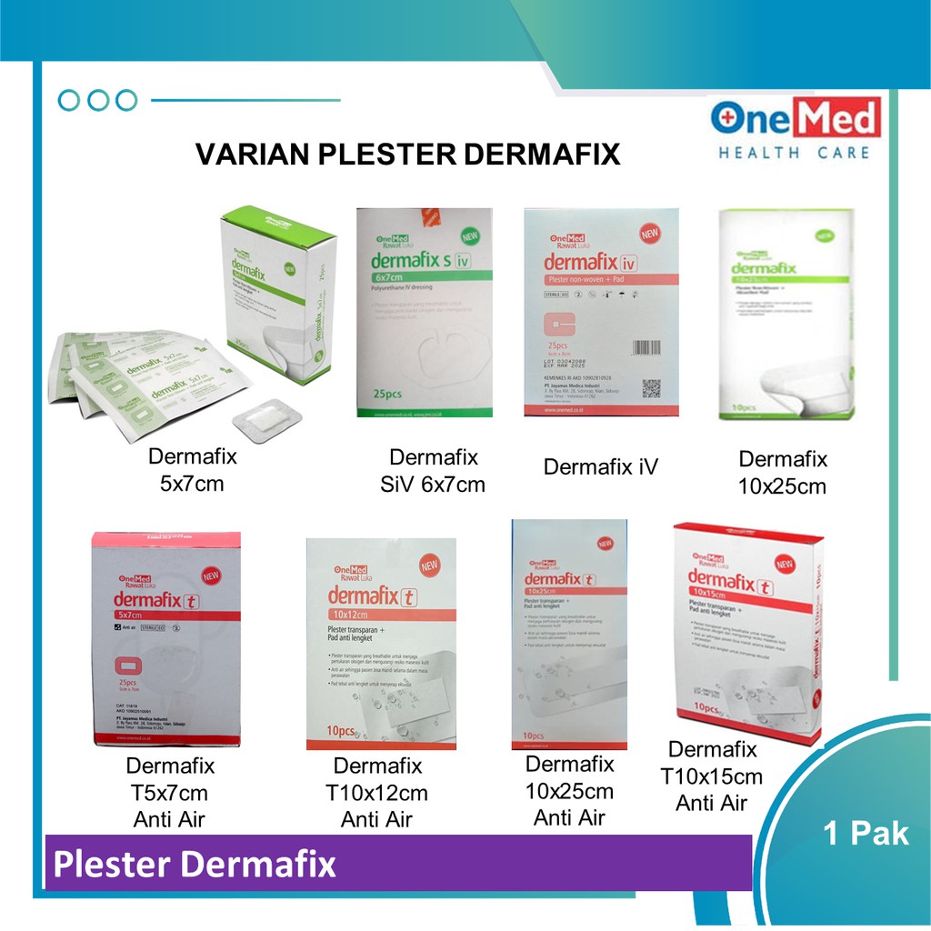 Plester Luka Transparan Anti Air T Dermafix  Onemed Plesterin Besar Dermafik NonWoven 1 Pak