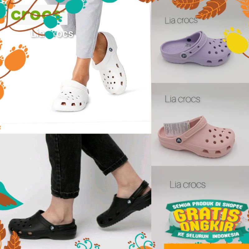 Putih Cream Mustard Silver Grey Abu PinkHitam Putih / Sandal Crocs Clog Classic / Sandal pria Crocs 