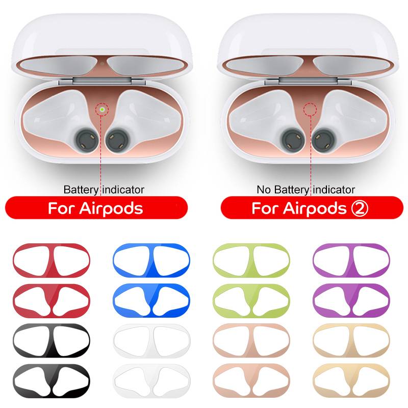 Stiker Cover Pelindung Anti Debu Bahan Metal Untuk Apple Airpods 1 2