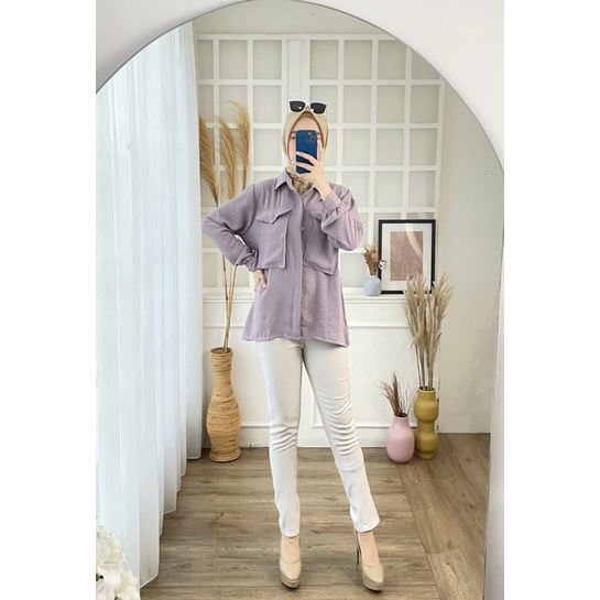 BLOUSE RAYON CRINKLE 388 ATASAN JUMBO KANCING BUSUI KERAH KERJA NGANTOR CASUAL SANTAI MURAH PGMTA