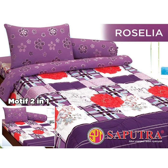 Sprei Saputra Roselia Single 120x200 Ungu Putih