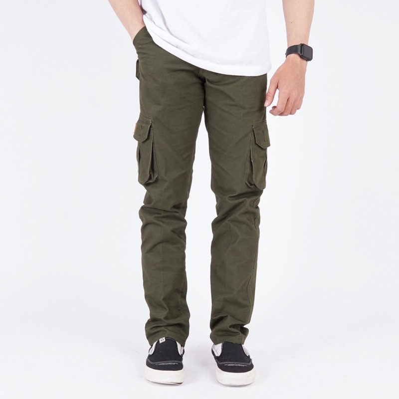 Celana Cargo Panjang Slim - Green