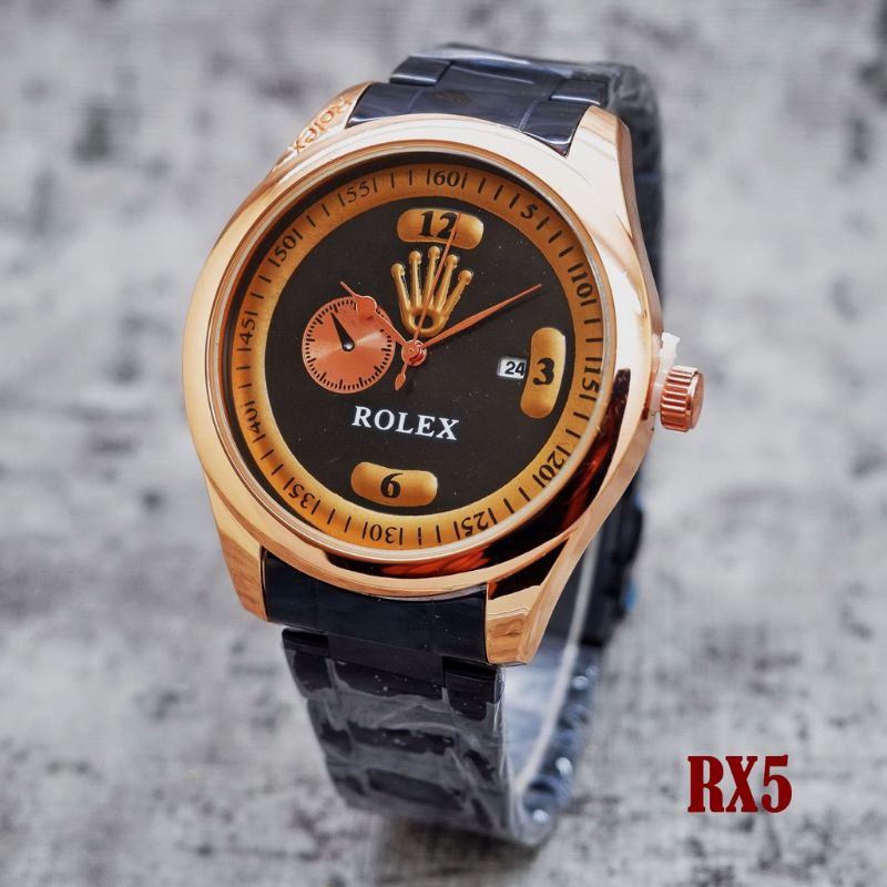 Jam Tangan Pria Rolex Rantai Date Aktif Water Resist