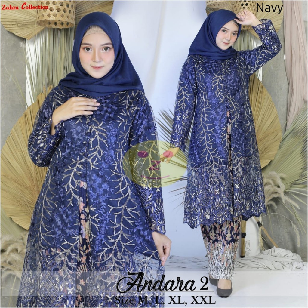 SET KEBAYA TUNIK TULLE BORDIR MUTIARA TABUR / SET KEBAYA MUSLIMAH / KEBAYA TUNIK