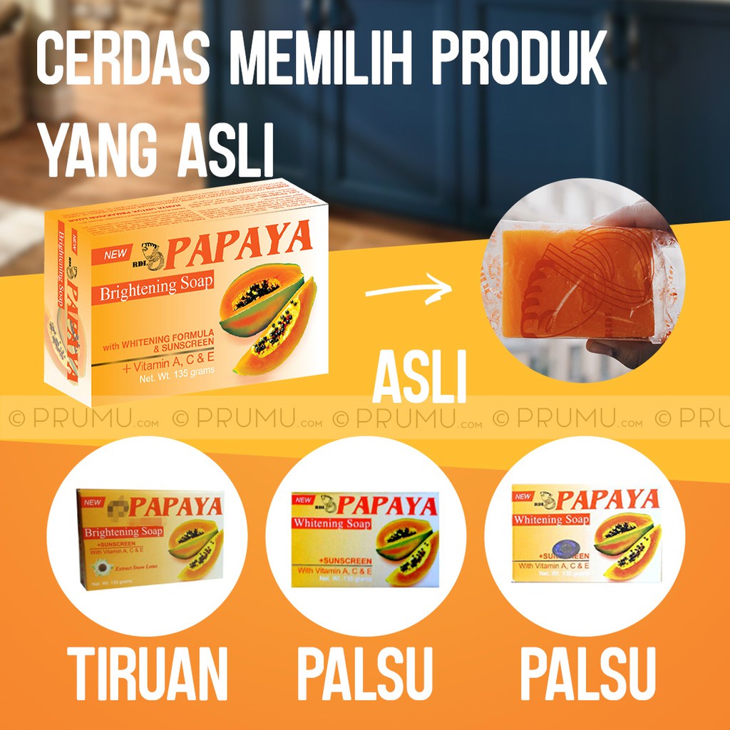 SABUN ORIGINAL RDL Papaya Brightening Soap 90 gram - Sabun Pepaya Original - Papaya Soap - Whitening Soap