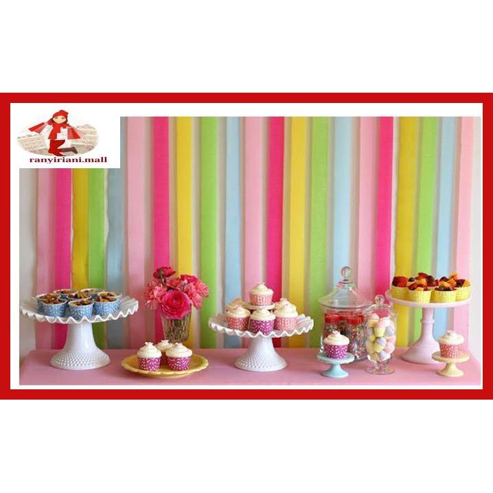 

E343Te6- Kertas Krep Potong Warna Warni / Perlengkapan Dekorasi Pesta Ultah Yuiu9O-