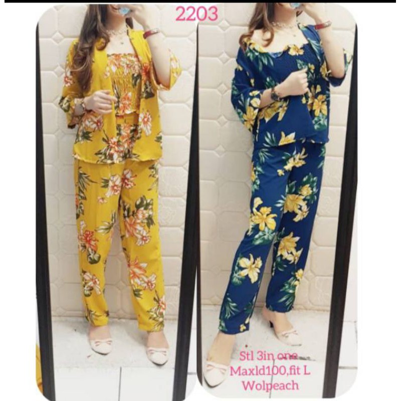 winsstore85 set jumpsuit 3in1 bunga