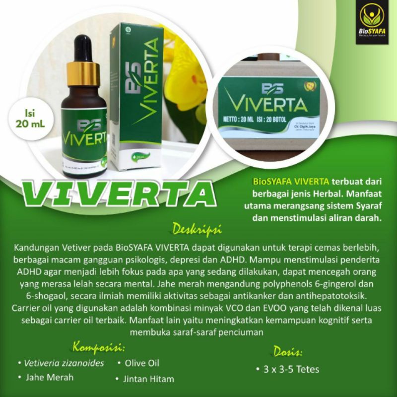 Obat Herbal Viverta Biosyafa Antidepresan Anxiety ADHD Stroke dan Syaraf Insomnia depresi stress sul