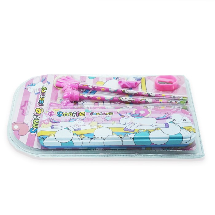 

Alat Tulis Set Unicorn Pink Kotak Pensil Pensil Peruncing Penghapus