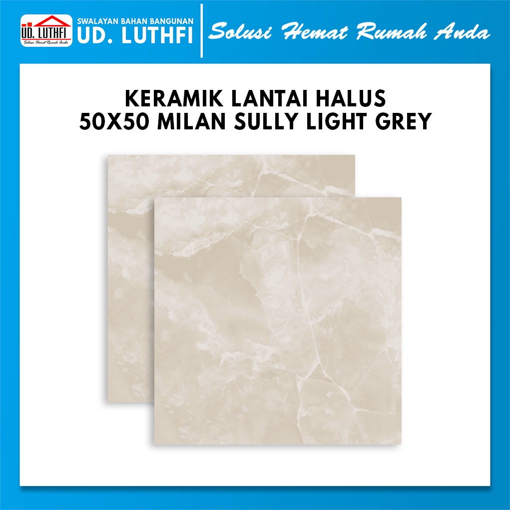 Keramik Lantai Halus 50x50 Milan Sully Light Grey B