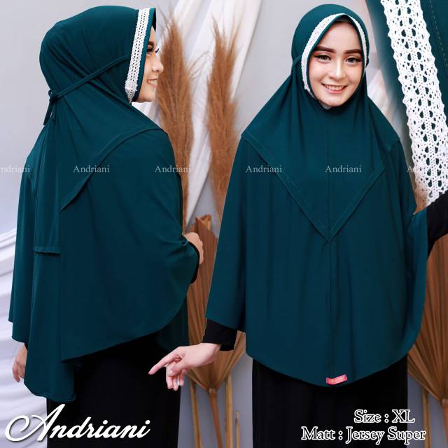 Hijab Andriani Renda Kepala XL Tanggung Jersey Super