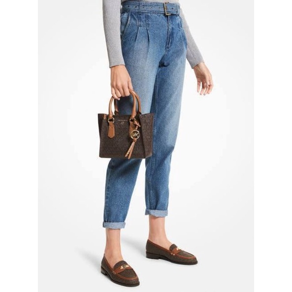 MK Kris Small Satchel Signature Brown