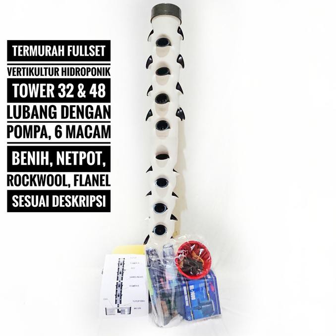 Produk Ready (Termurah) Full Set Vertikultur Hidroponik Tower 32 Lubang - 32Hole