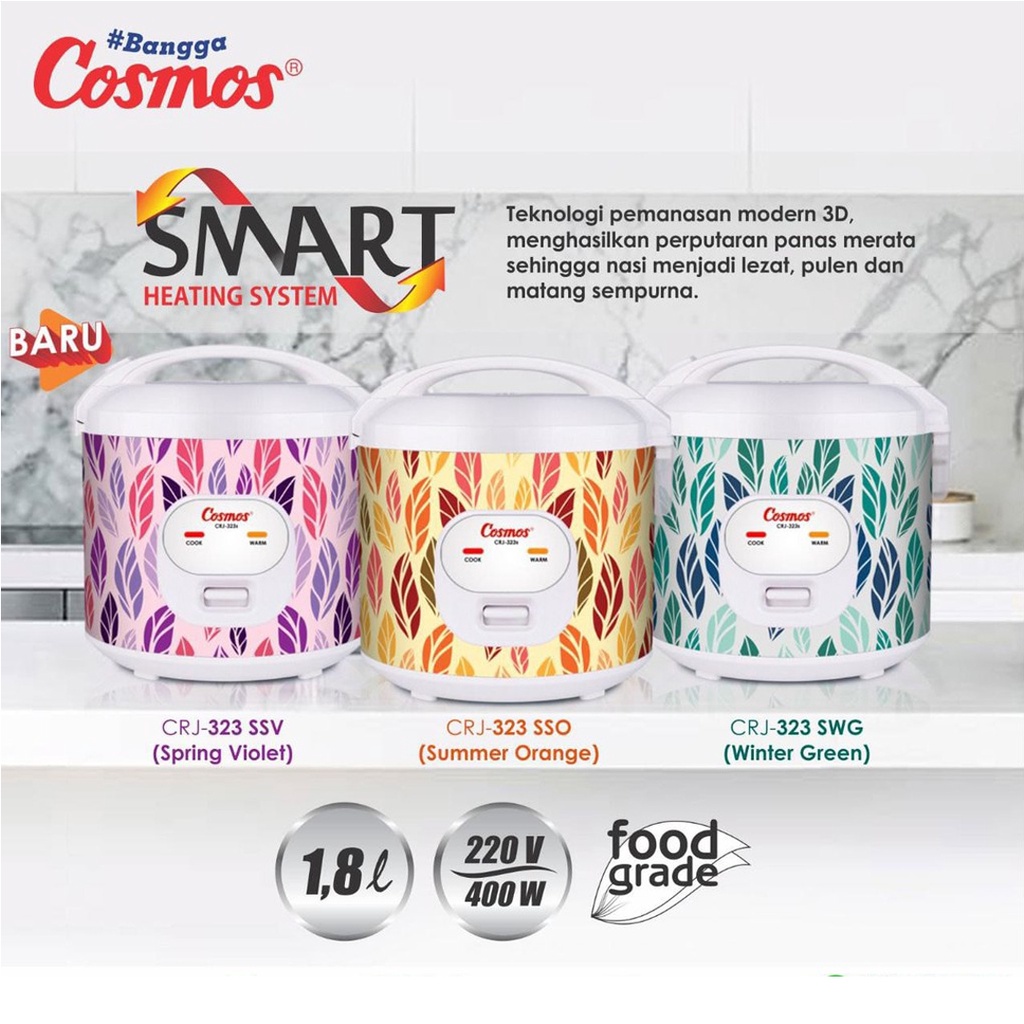 Magic Com Cosmos CRJ323S 1.8 liter - Rice Cooker Cosmos 323SSO 3in1 CRJ-323S CRJ 323 S SSO SSV SWG