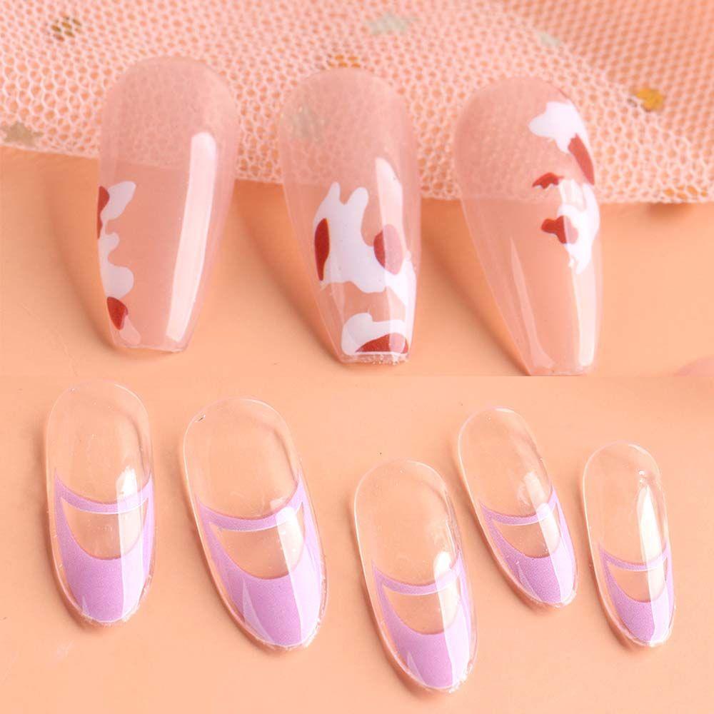 AUGUSTINA Agustin 3D Stiker Nail Art Pink Putih Swirl Wave Lines Sliders Decals DIY Aksesoris Nail Art