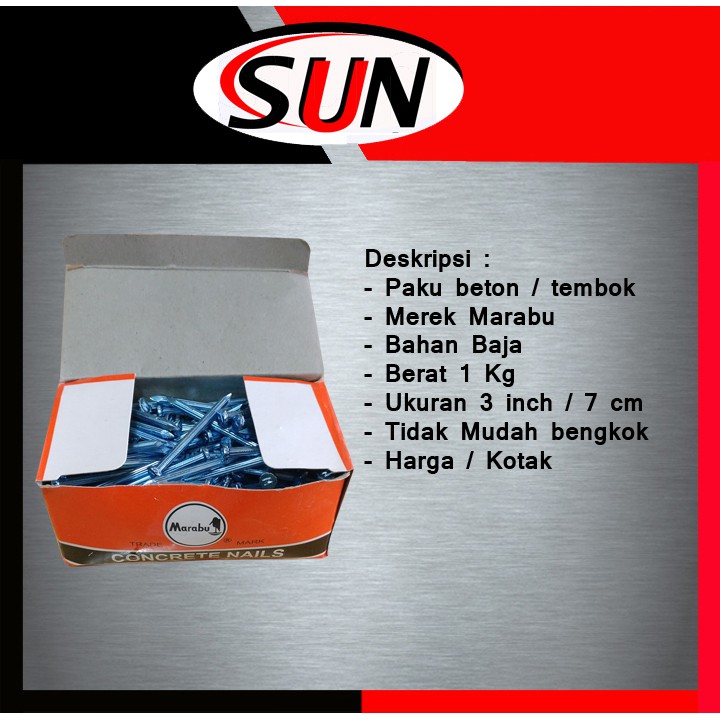 Paku Baja Beton Tembok Marabu 3 Inch 7 Cm 1 Kg Kotak Box Shopee Indonesia