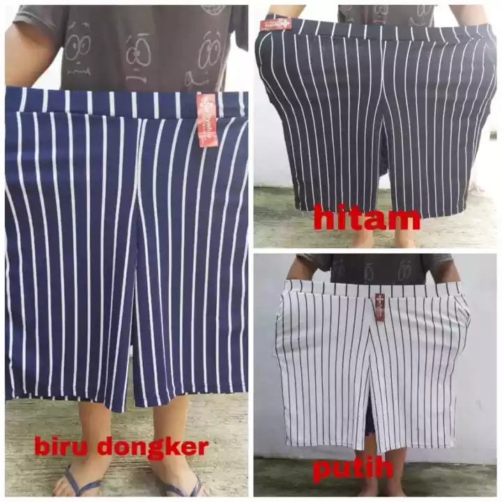 KULOT BIG SIZE PENDEK WANITA / Celana Pendek Jumbo XXL Motif Stripe Salur Dewasa Termurah