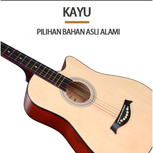 BLUE SKY Gitar akustik tingkat pemula cocok untuk pemula untuk berlatih 38 inci