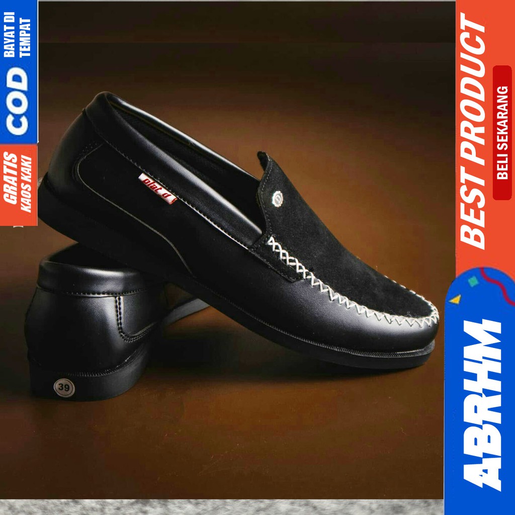 ABRHM X JUNS Sepatu Slip On Pria Sepatu Pria Casual Kulit Pu Kerja Cowo/Cowok Ori Sepatu Casual Pria Sepatu Kasual Santai Gaya Keren Original Kekinian