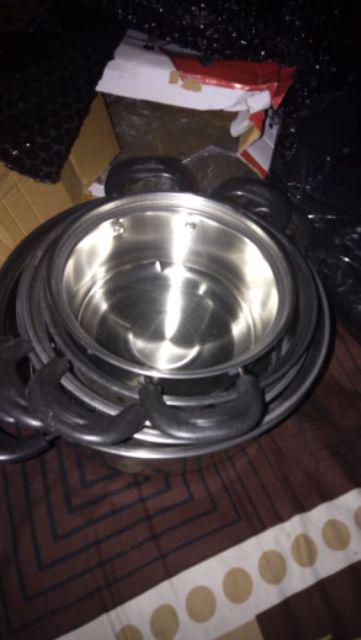 [disiniaja] [panci 5 Susun] Panci Beranak Stainless Steel Tutup Kaca Set Isi 5pcs