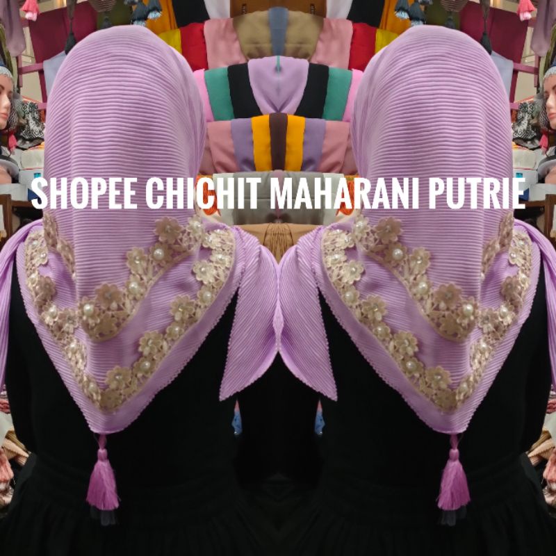 segiempat plisket bordir jambul/segi empat plisket renda/jilbab segiempat plisket jambul