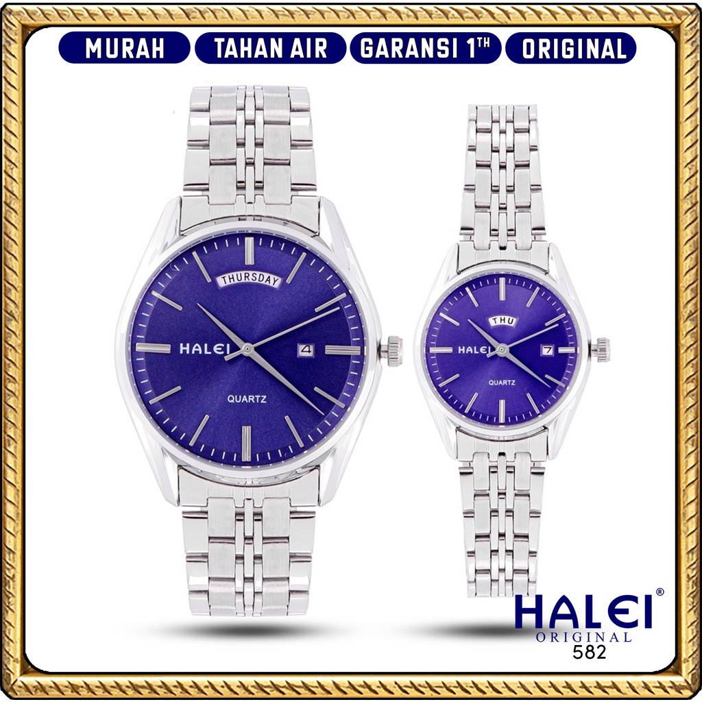 Premium (RRW) #Jam Tangan Halei ORI #Garansi 1 Tahun #Jam Tangan Rantai Couple Bulat Ada Tanggal
