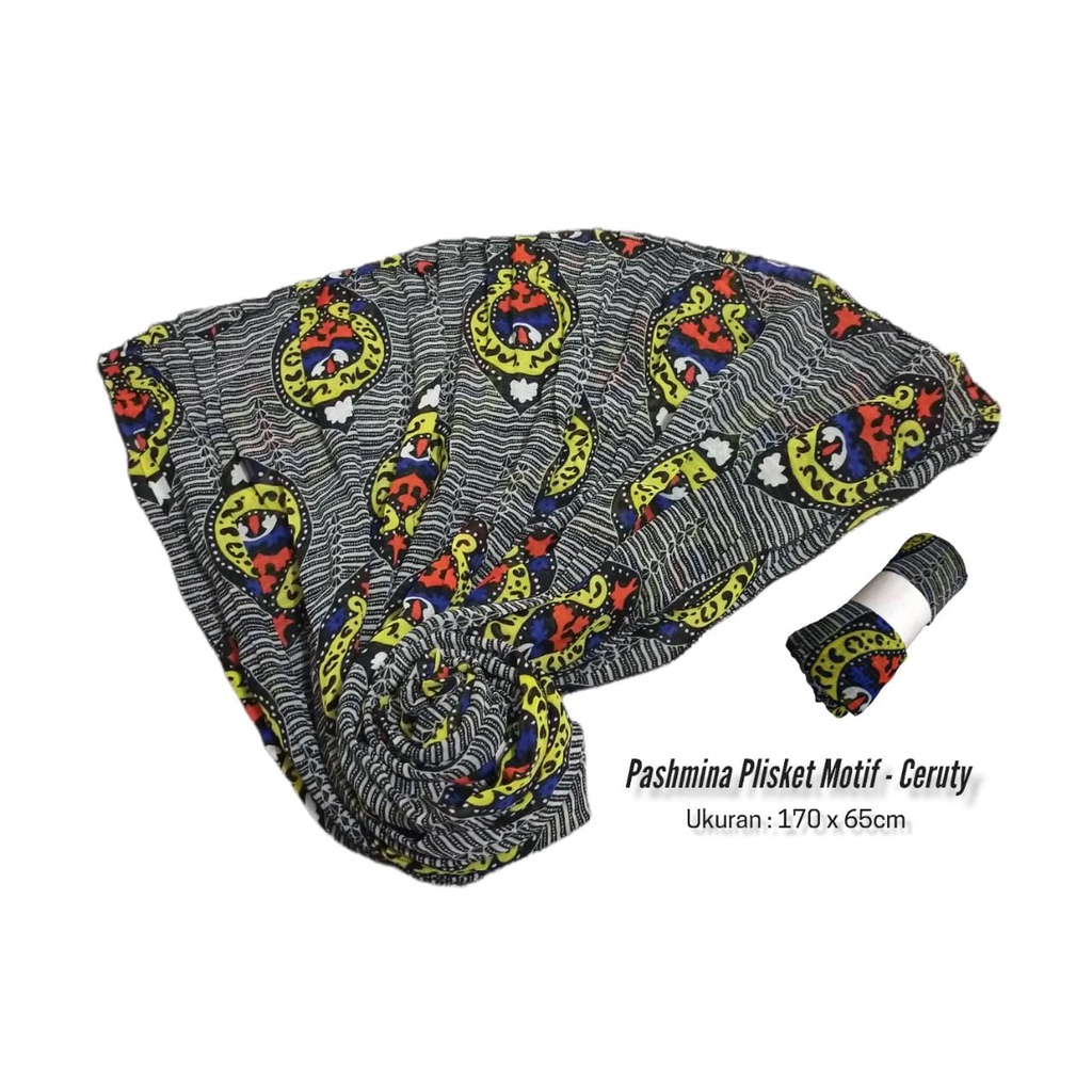 Pashmina Hijab Plisket Motif Ceruty / Jilbab Pashmina Plisket Motif / Kerudung Ceruty